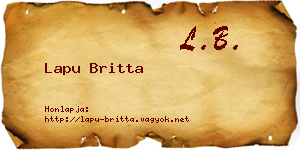Lapu Britta névjegykártya